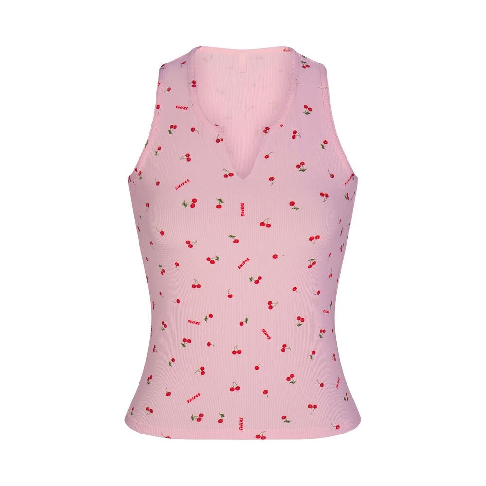 Skims Soft Lounge Split Front Tank In Cherries - image 1